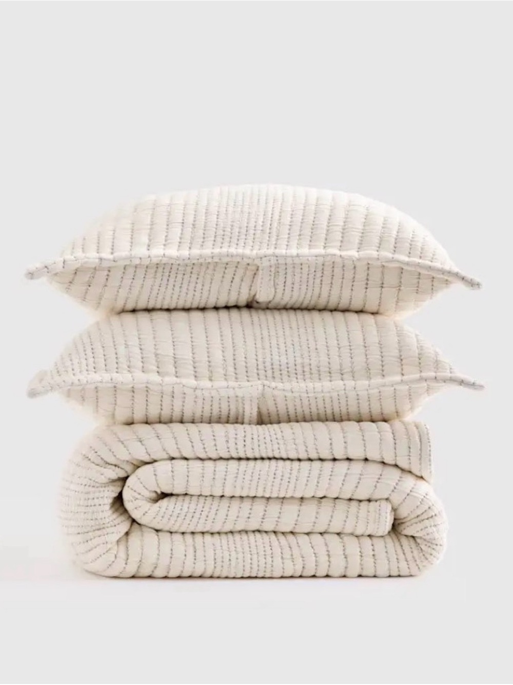 Quince Cotton Channel Stitch Coverlet Set, undyed, King / Cal King